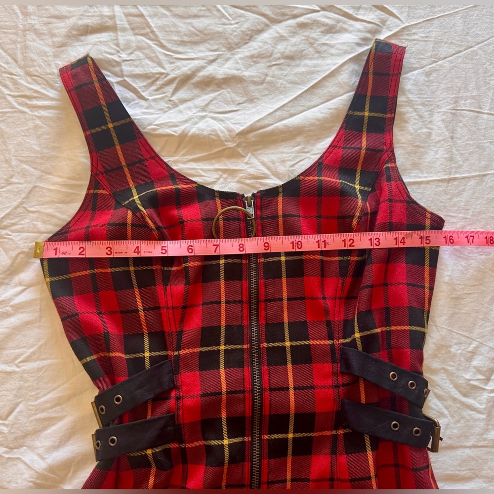 MINT COND BETSEY JOHNSON COLLECTION TARTAN MINI ZIP FRONT PUNK DRESS SZ 6 - Picture 4 of 8
